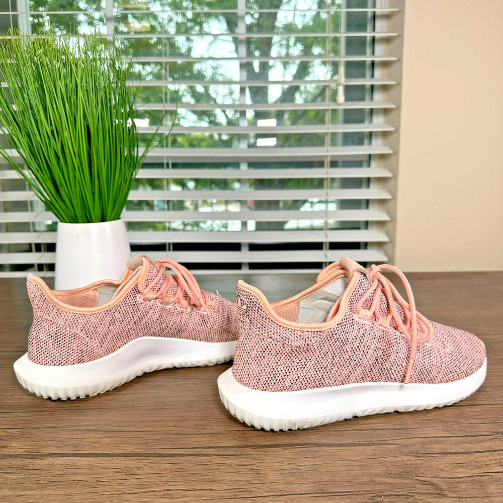 Adidas Tubular Shoes Womens 8.5 Shadow Pink Knit Lace Up Sneakers BB8871